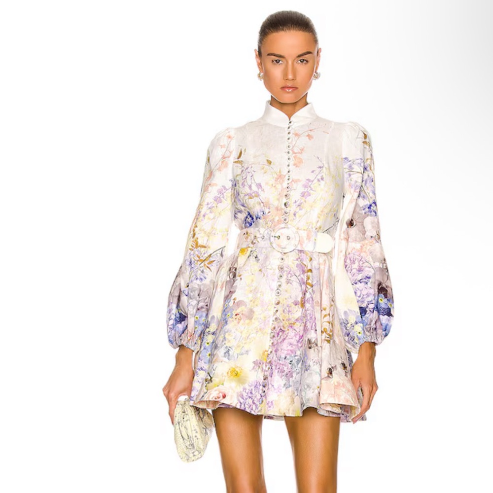 Zimmermann Pastel Floral Long Sleeve Dress